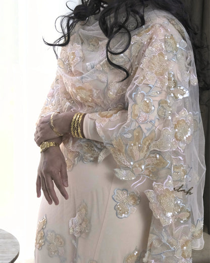 Ruwa Toub - Pink Sudanese toub sleeve and sequin detail